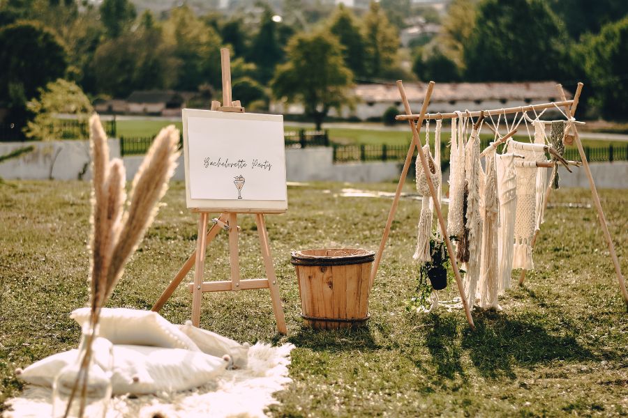 image shows a set up for a bachelorette party